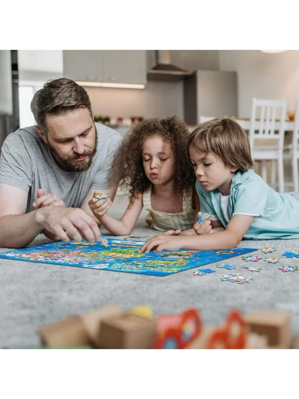 200-Piece World Map Jigsaw Puzzle for Kids & Adults - Educational Geography Game